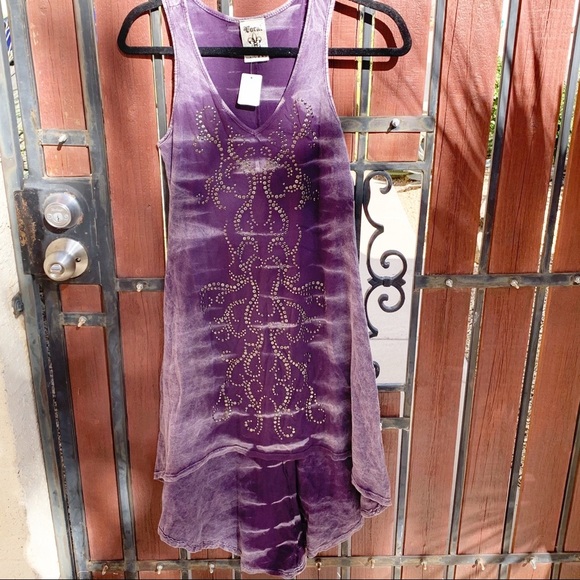 Vocal Hi-Low Tunic Purple Studded Dress! - Picture 8 of 9